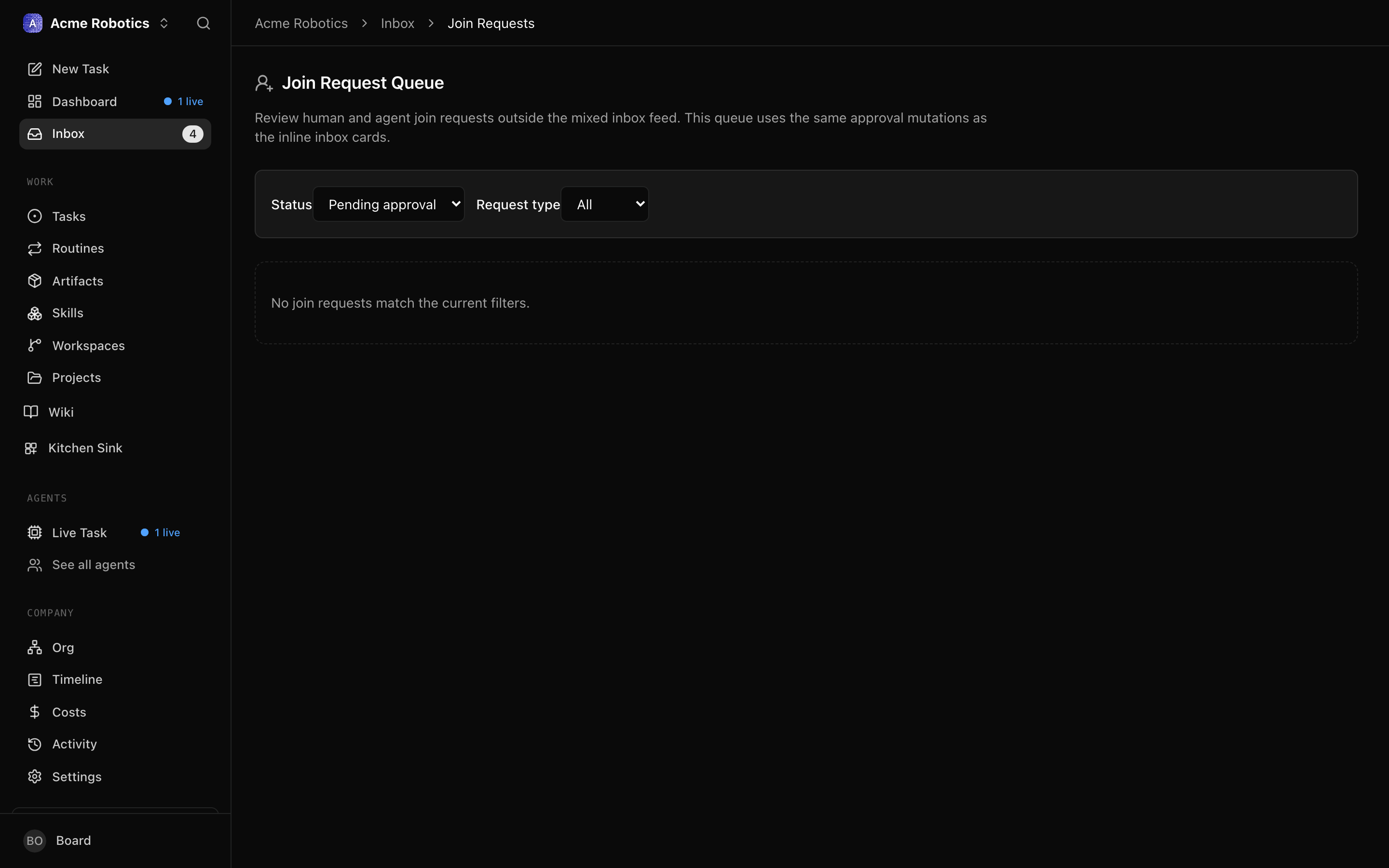 Join request queue