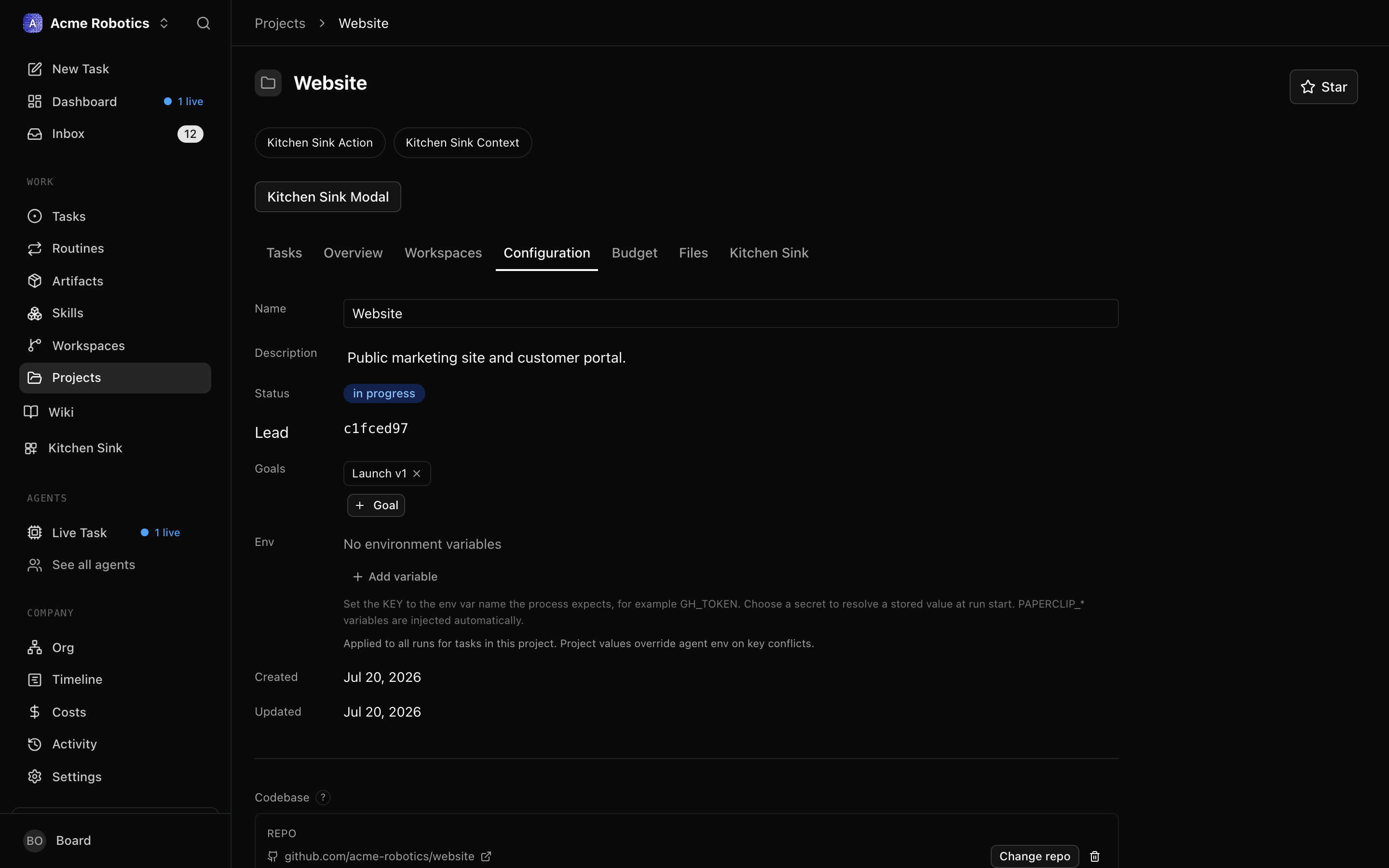 Configuration tab