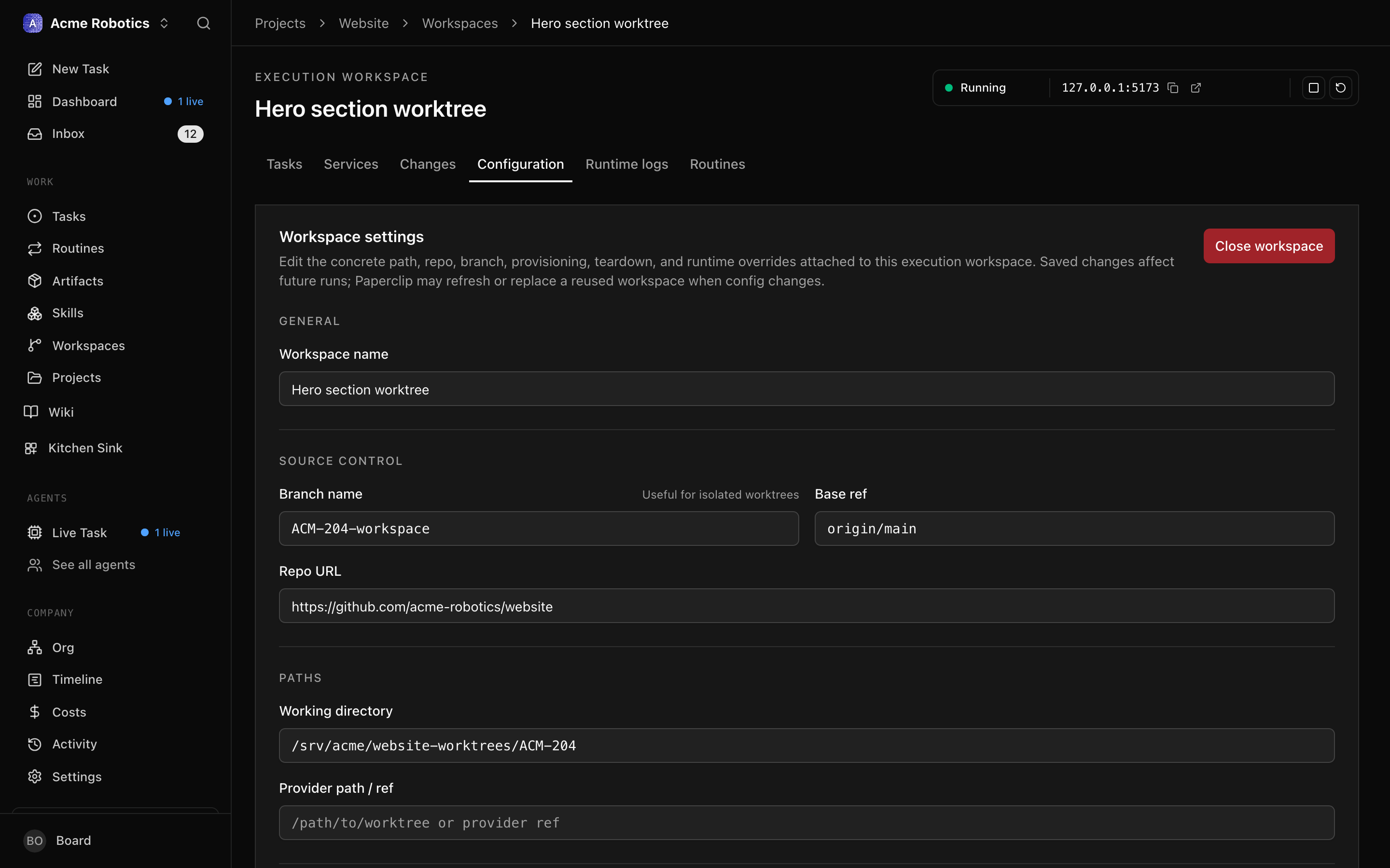 Configuration tab